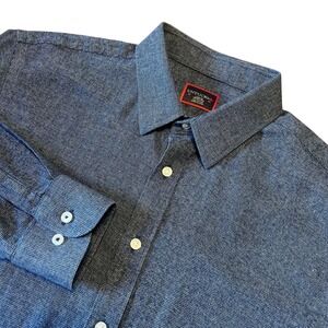 UNTUCKit Mens Long Sleeve Button Down Shirt Large Blue Veneto